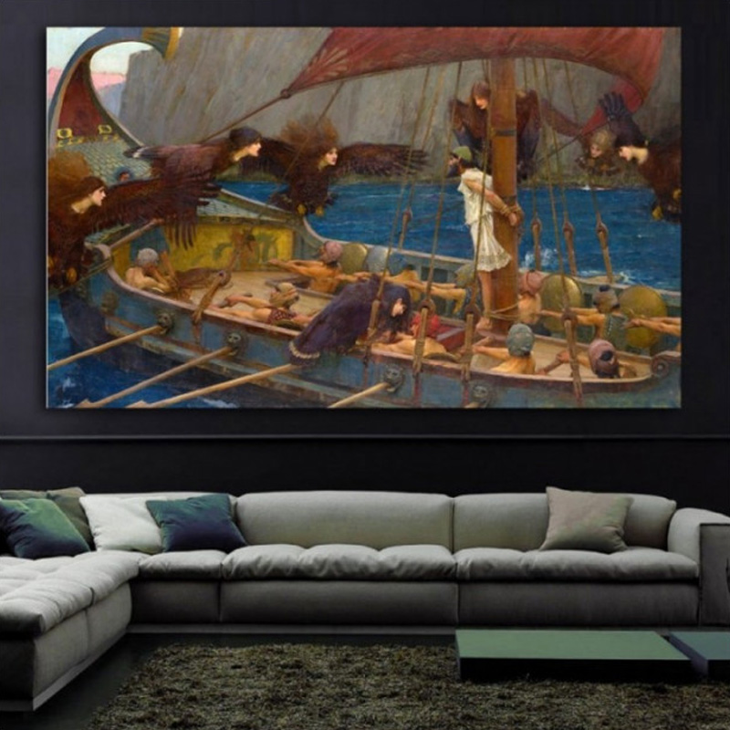 Πίνακας σε καμβά με Θάλασσα Οδυσσέας και Σειρήνες